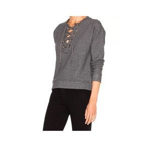 Mother the tie up charcoal grey pullover top